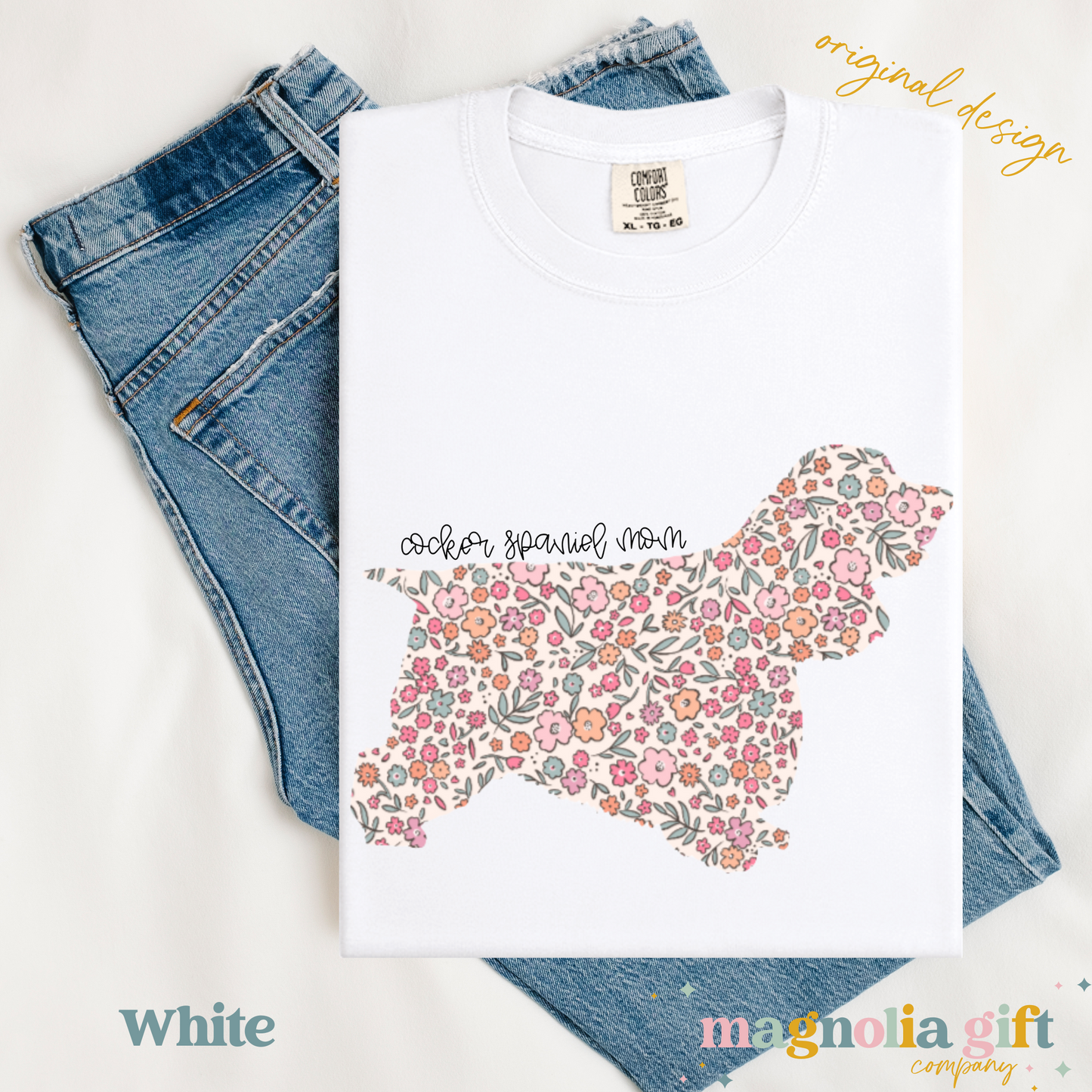 Floral Cocker Spaniel Mom Tee