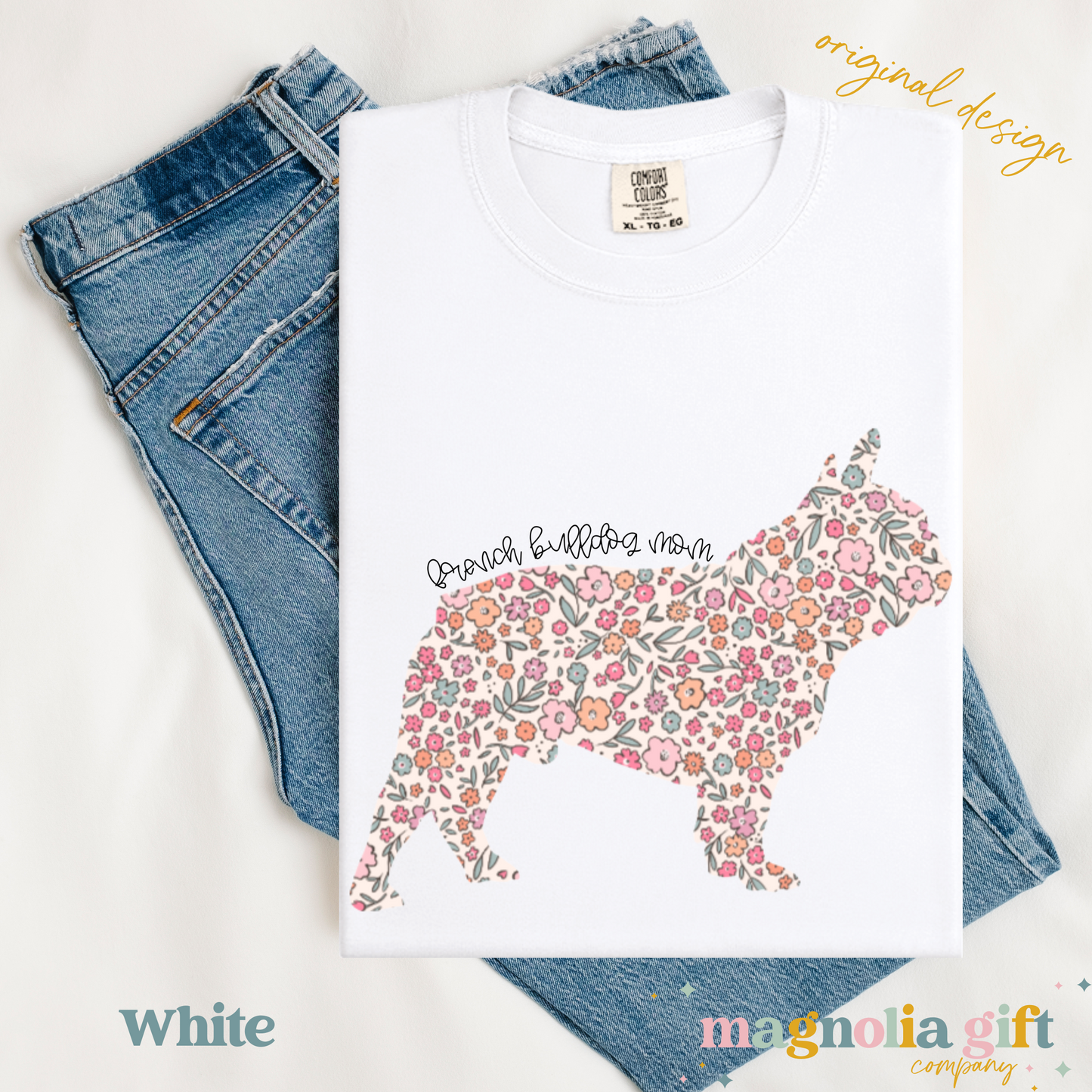 Floral French Bulldog Mom Tee