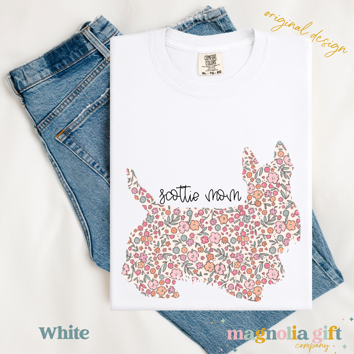 Floral Scottie Mom Tee