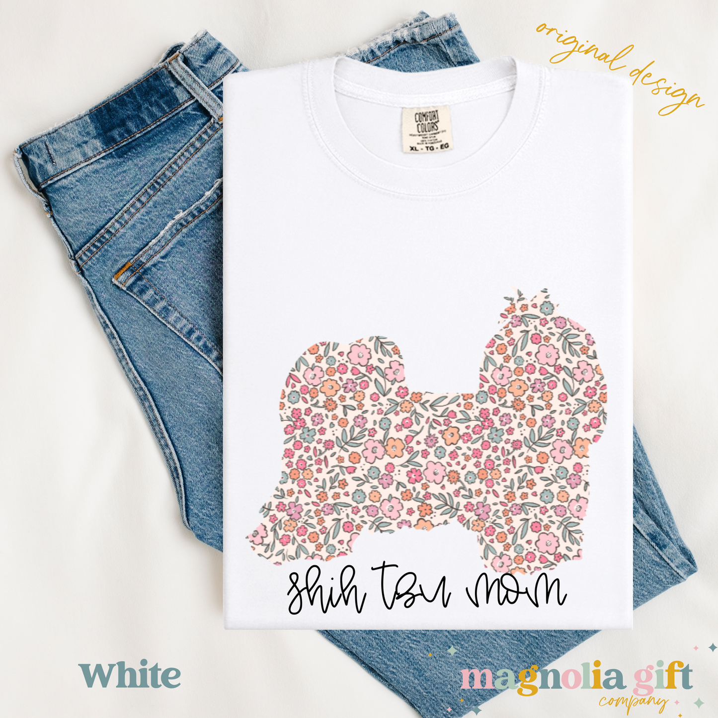 Floral Shih Tzu Mom Tee