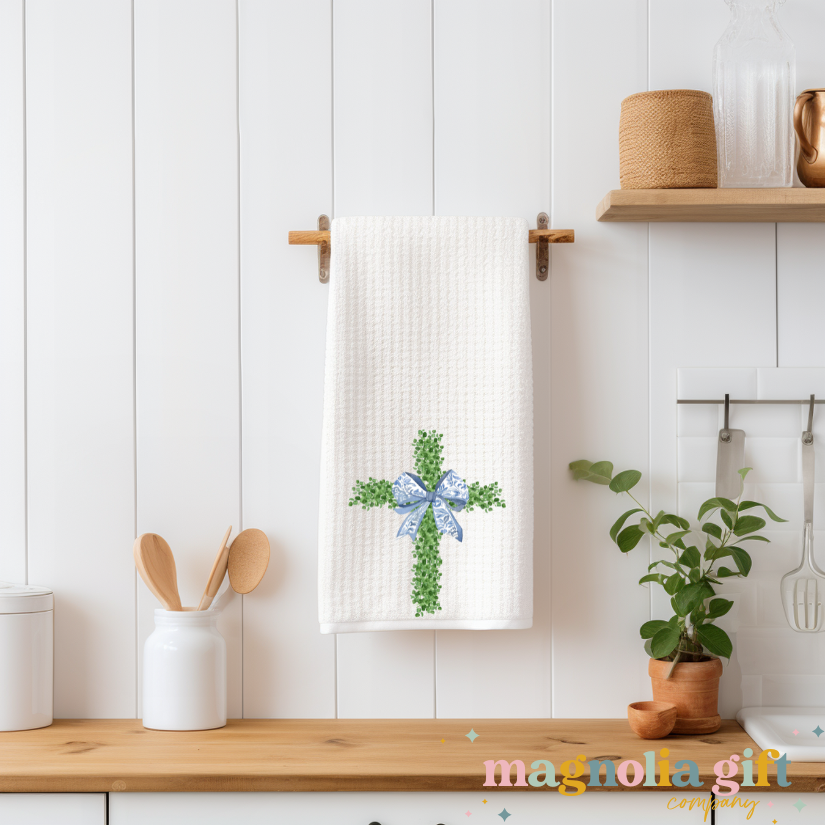Boxwood Cross Tea Towel