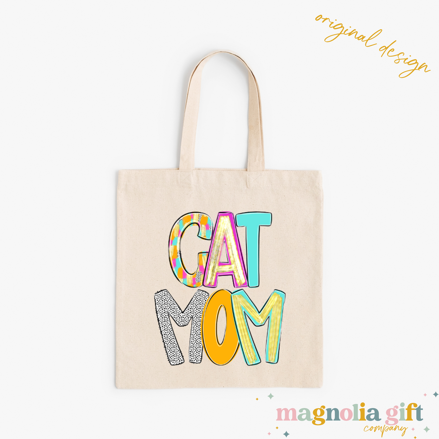 Bright Poppy Cat Mom Tote Bag