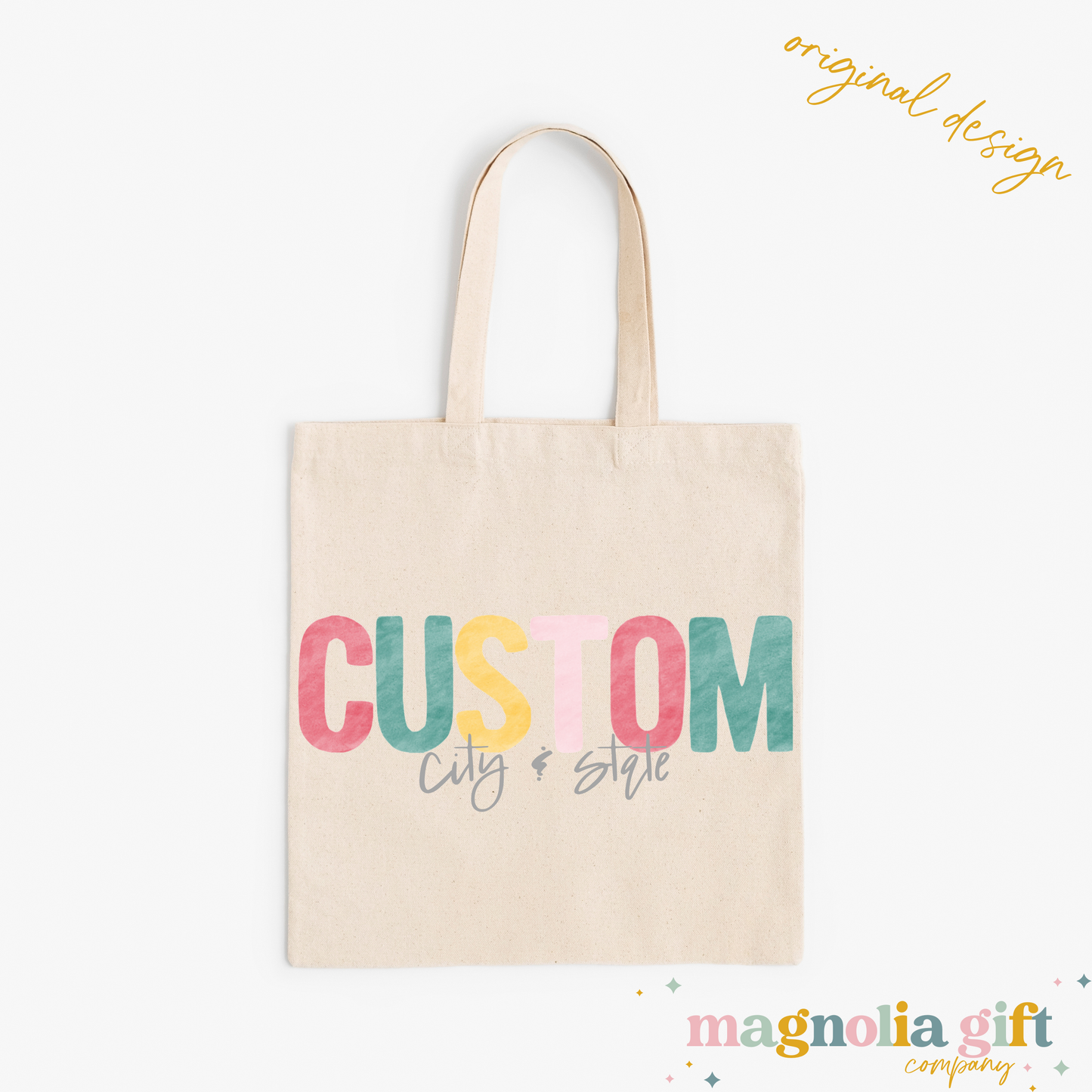 Bright Watercolor City/State Tote Bag