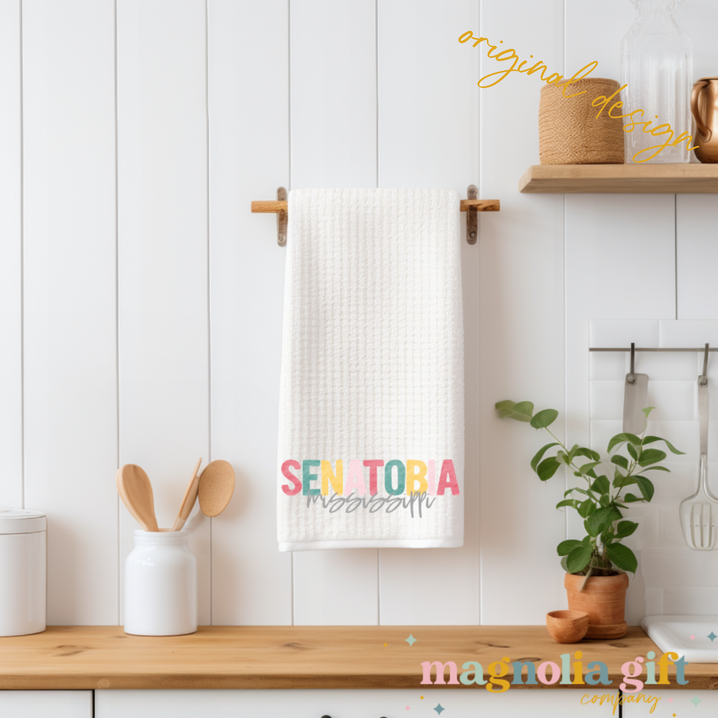 Bright Watercolor-Custom City/State Tea Towel