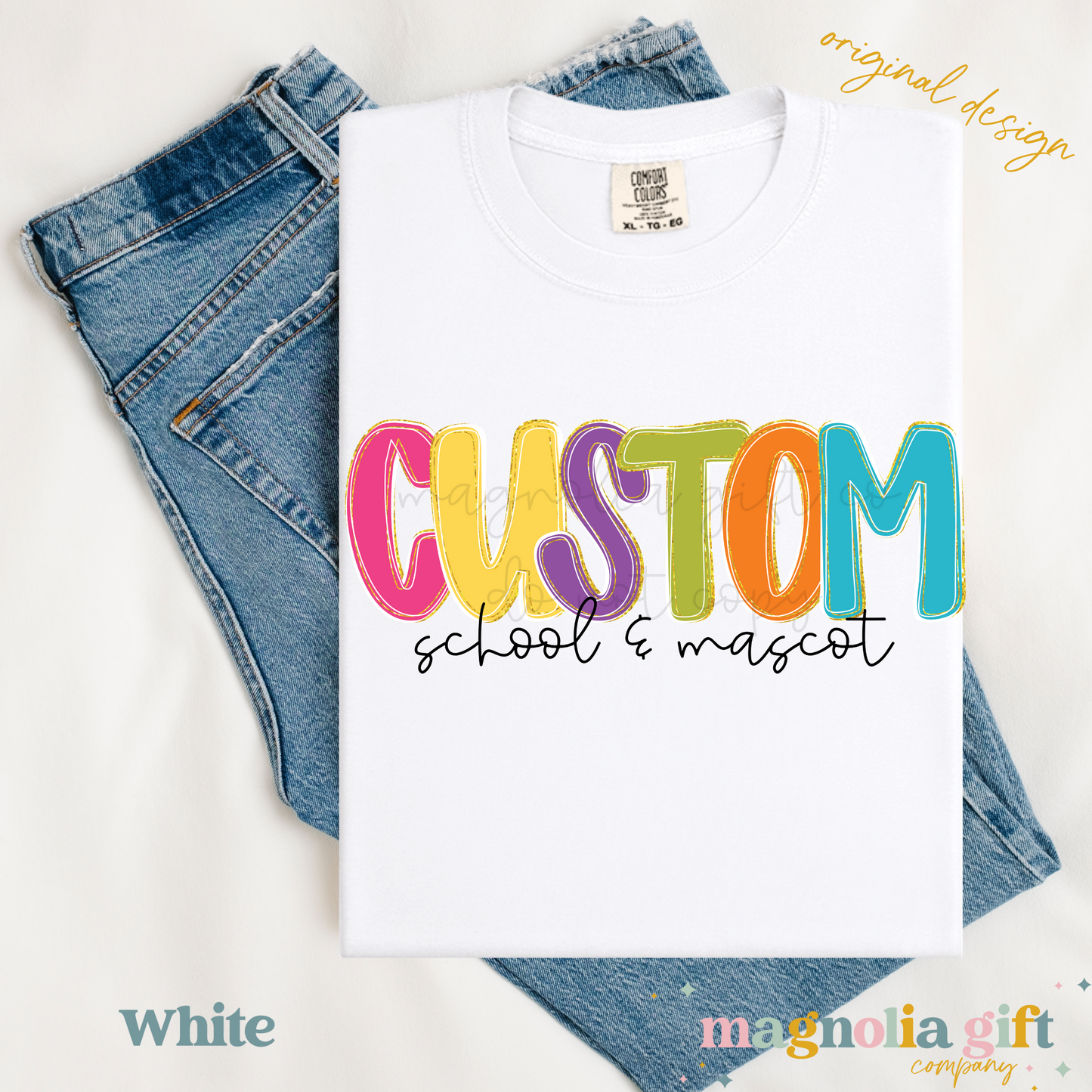 Colorful Preppy School & Mascot Tee