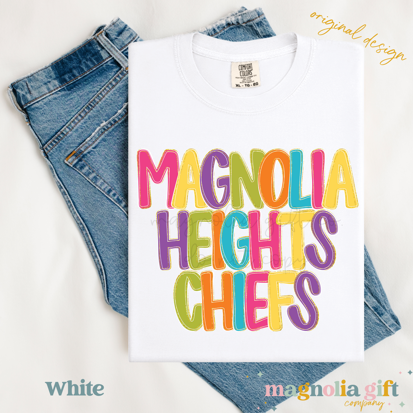 Colorful Preppy School & Mascot Tee
