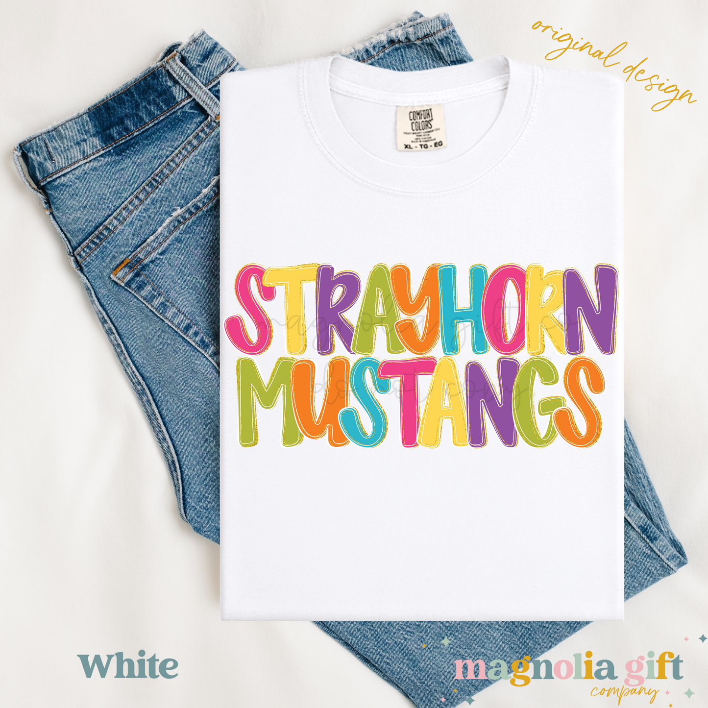 Colorful Preppy School & Mascot Tee