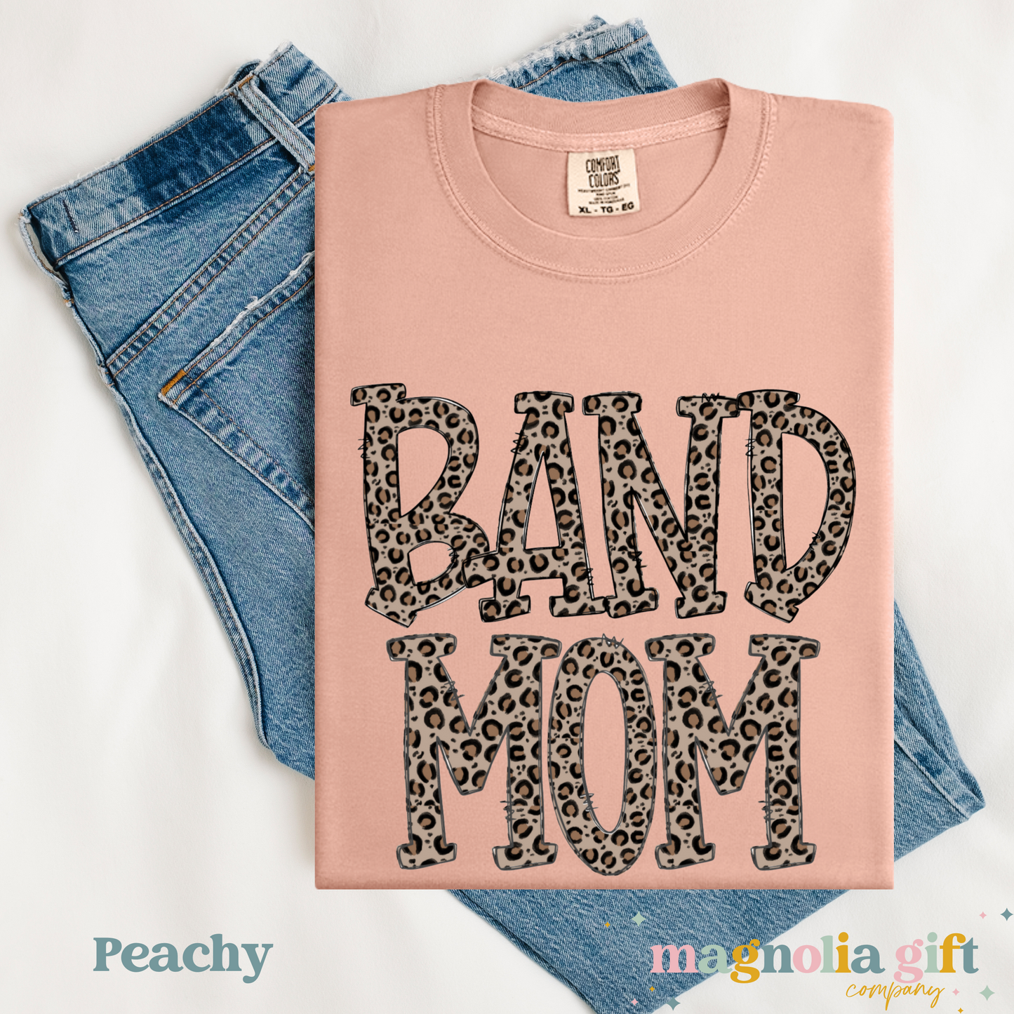 Leopard Band Mom Tee