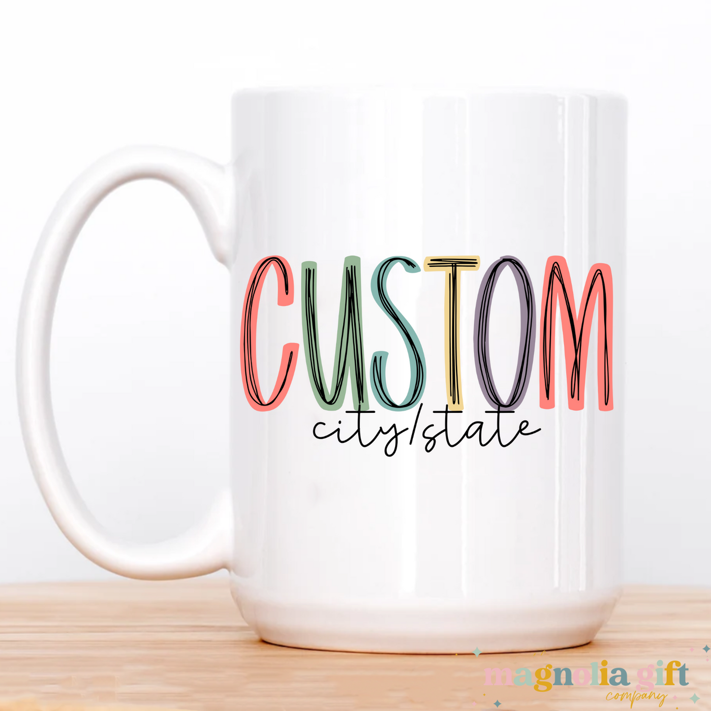 Muted Custom City/State Coffee Mug