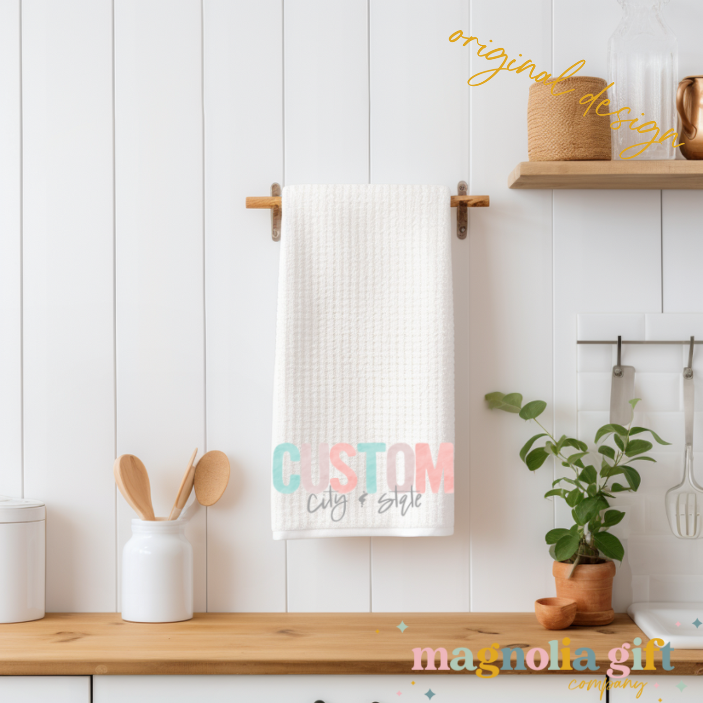 Pastel Watercolor-City/State Tea Towel