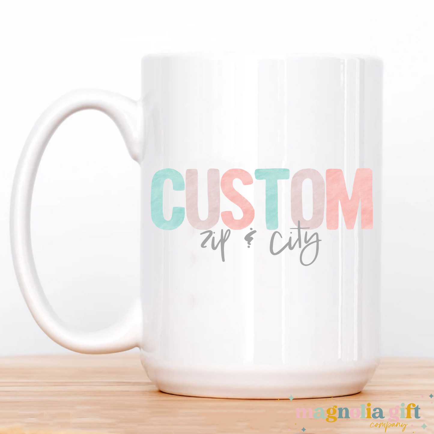 Pastel Watercolor Zip Code & City Coffee Mug