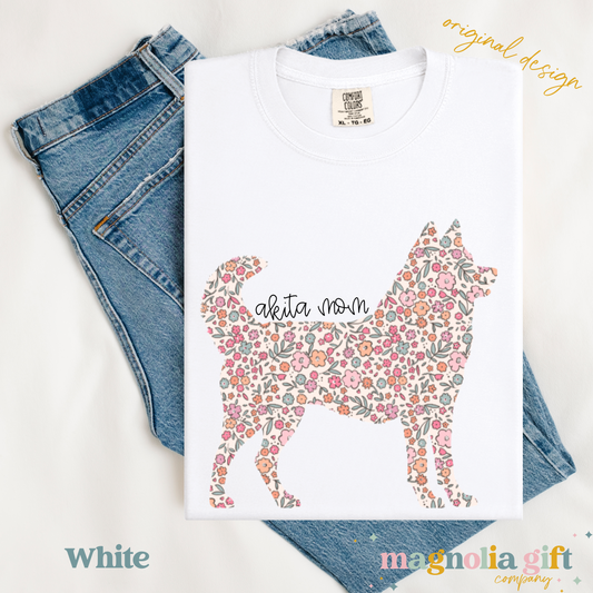 Floral Akita Mom Tee
