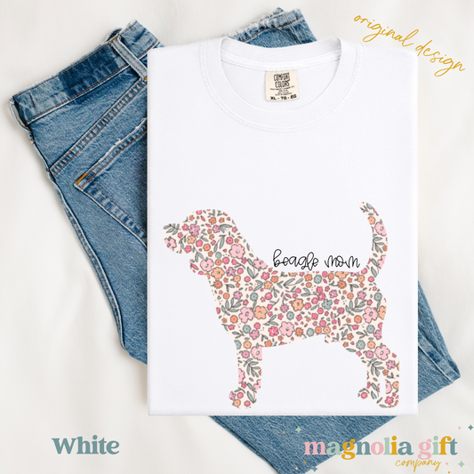 Floral Beagle Mom Tee