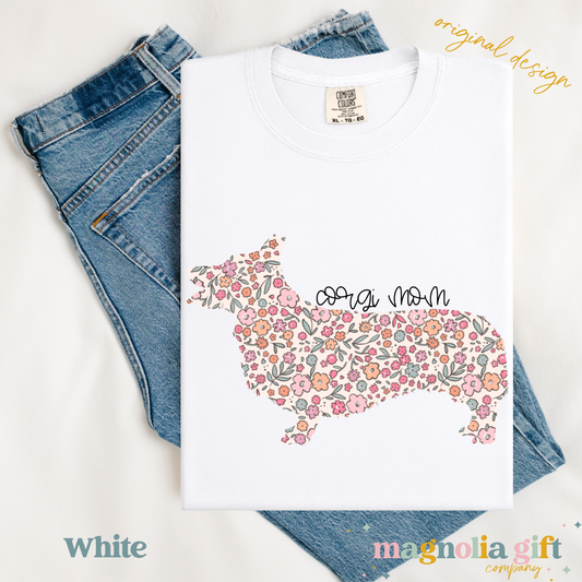 Floral Corgi Mom Tee