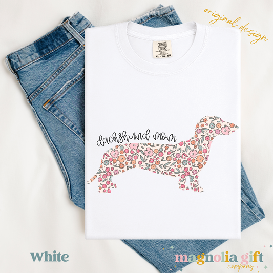 Floral Dachshund Mom Tee