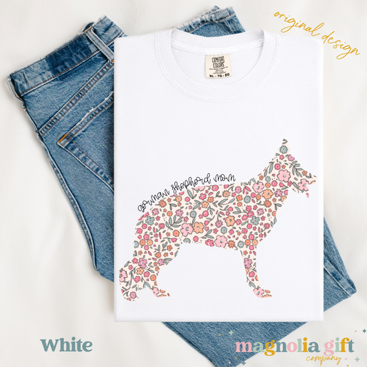 Floral German Shepherd Mom Tee