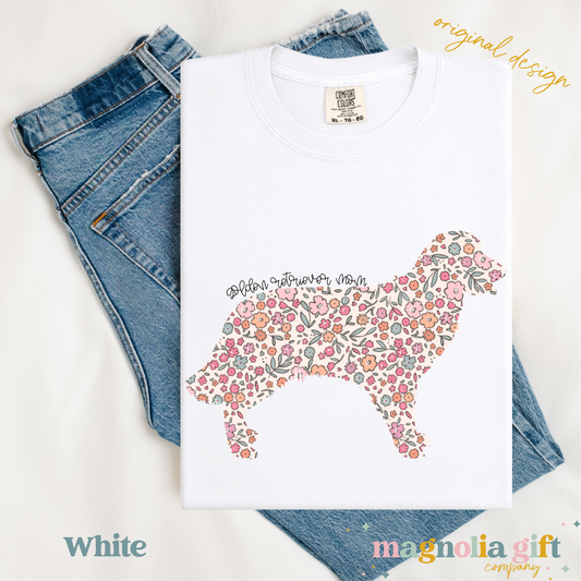 Floral Golden Retriever Mom Tee