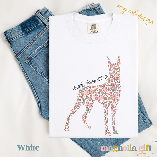 Floral Great Dane Mom Tee