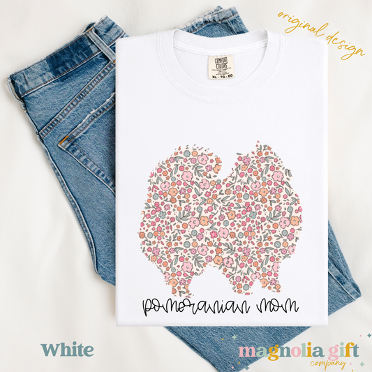 Floral Pomeranian Mom Tee