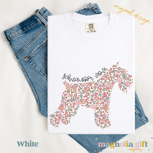 Floral Schnauzer Mom Tee