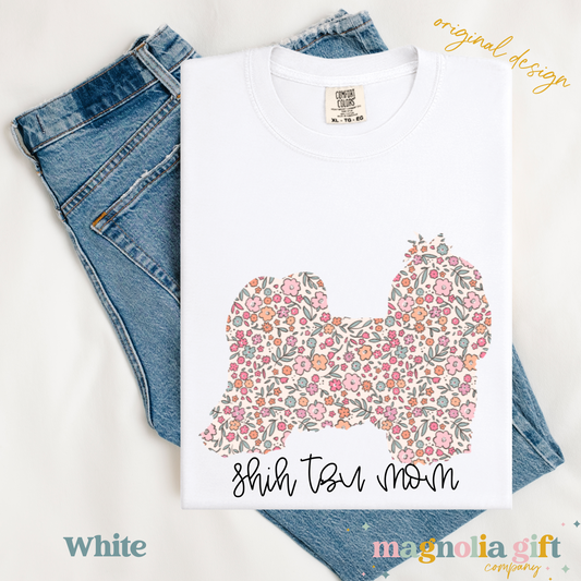 Floral Shih Tzu Mom Tee