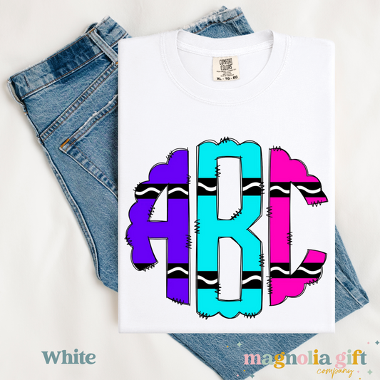 Bright Crayon Monogram Tee