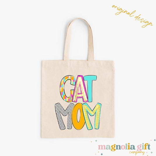 Bright Poppy Cat Mom Tote Bag