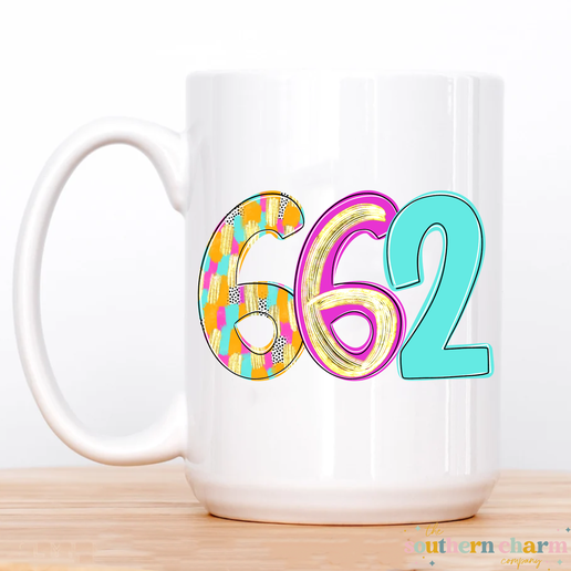 Bright Poppy Area Code Coffee Mug