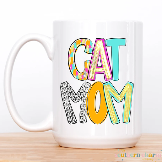 Bright Poppy Cat Mom Coffee Mug