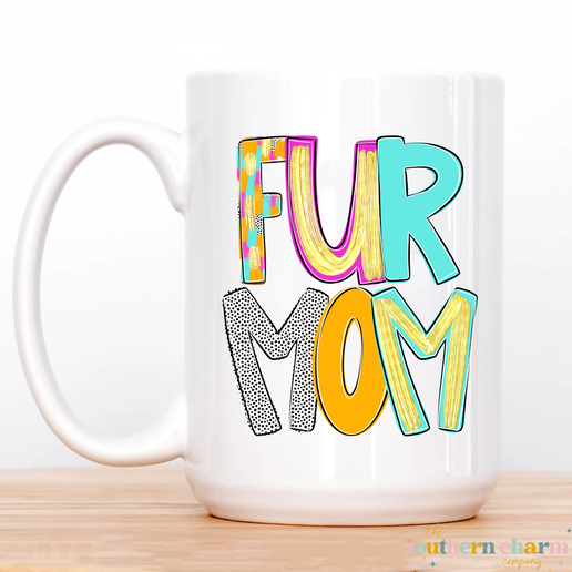 Bright Poppy Fur Mom Coffee Mug