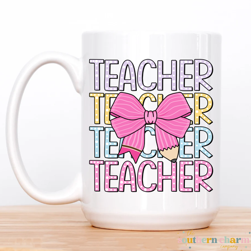 Pencil Coquette Teacher Coffee Mug