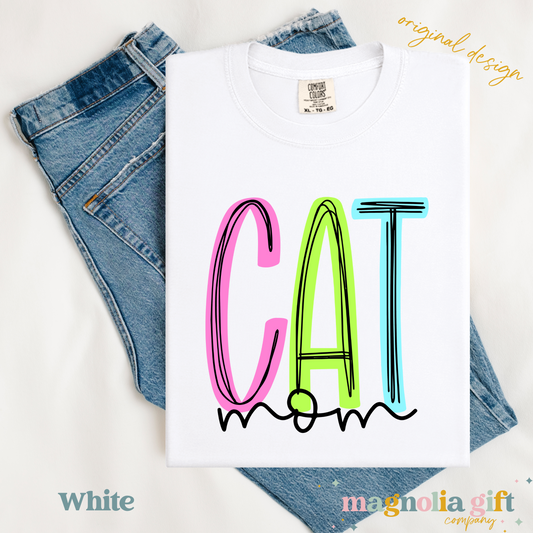 Neon Cat Mom Tee