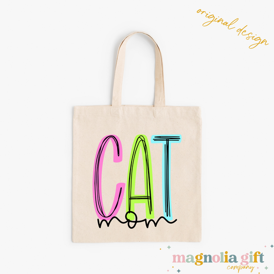 Neon Cat Mom Tote Bag