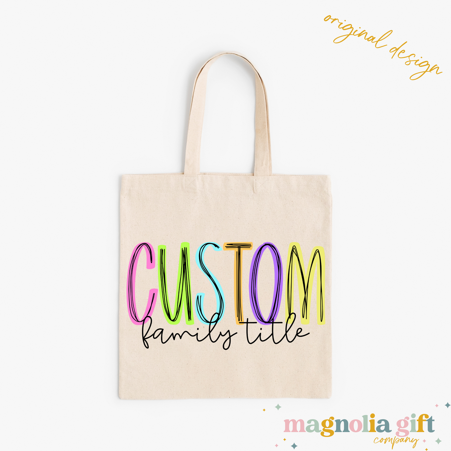 Neon Family Title Tote Bag