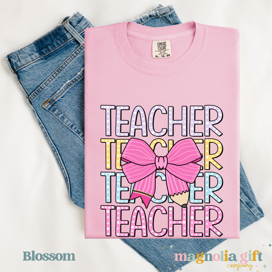 Pencil Bow-Teacher Tee