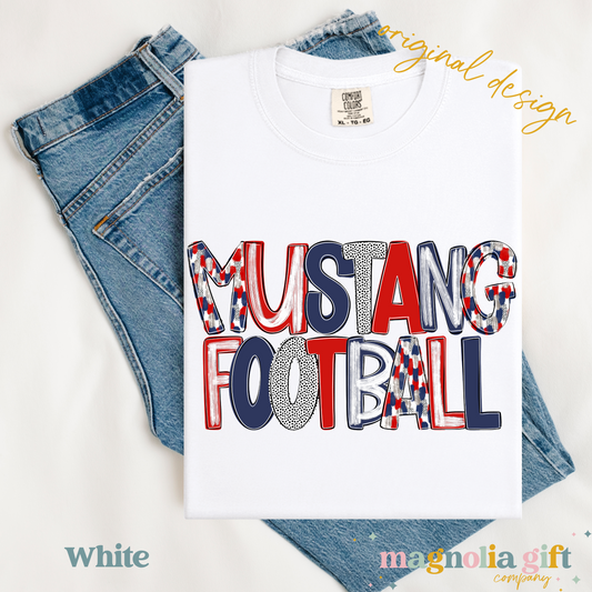 Poppy Mustang Football Tee