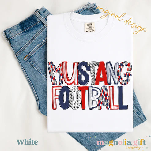 Poppy Mustang Football Tee