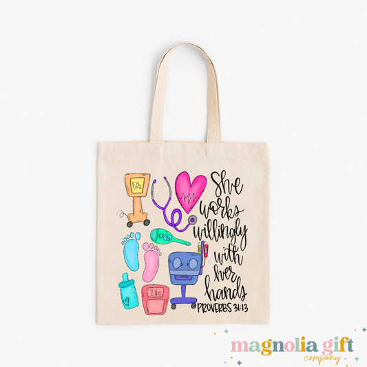 Works Willingly-NICU Nurse Tote Bag