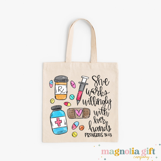 Works Willingly-Pharmacy Tote Bag
