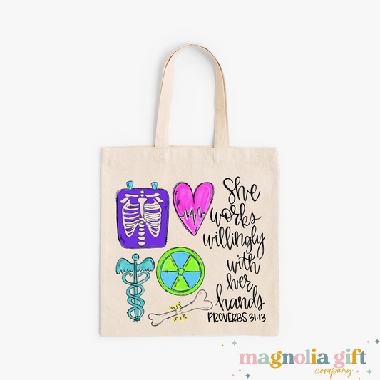 Works Willingly-Radiology Tech Tote Bag
