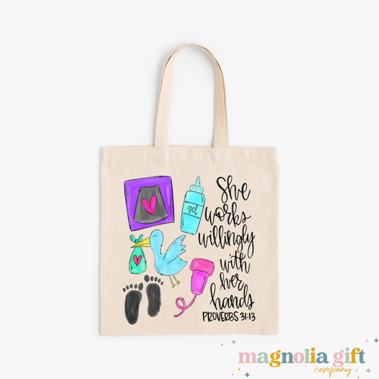 Works Willingly-Ultrasound Tech Tote Bag
